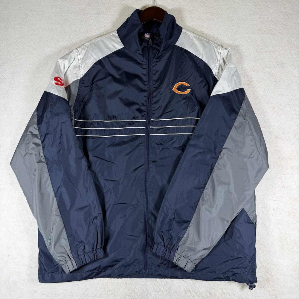 NFL Reebok Chicago Bears Jacket Mens‎ Large NWOT Navy Grey Blue Windbreaker